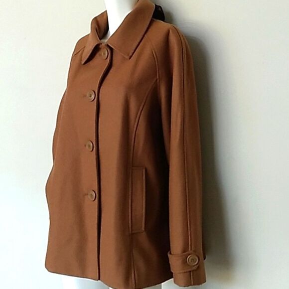 George Wool Blend Camel Color Coat & Scarf. Sz Large NWOT - Picture 7 of 15